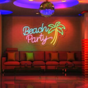 Beach Party Palm Tree Neon Sign
