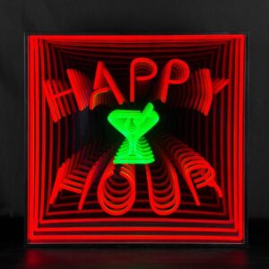 Happy Hour 3D Infinity LED Neon Sign