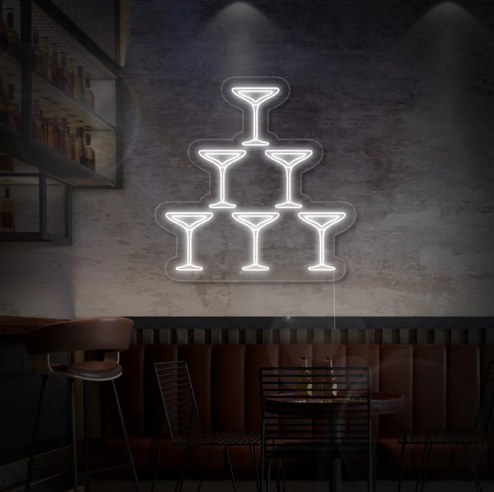 Champagne Glasses Bar Neon Sign