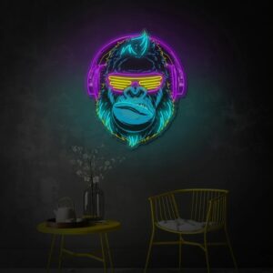 Cyberpunk Monkey With Headphone Neon Sign