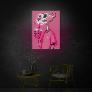 Cool Panther Boba Vibes Neon Sign